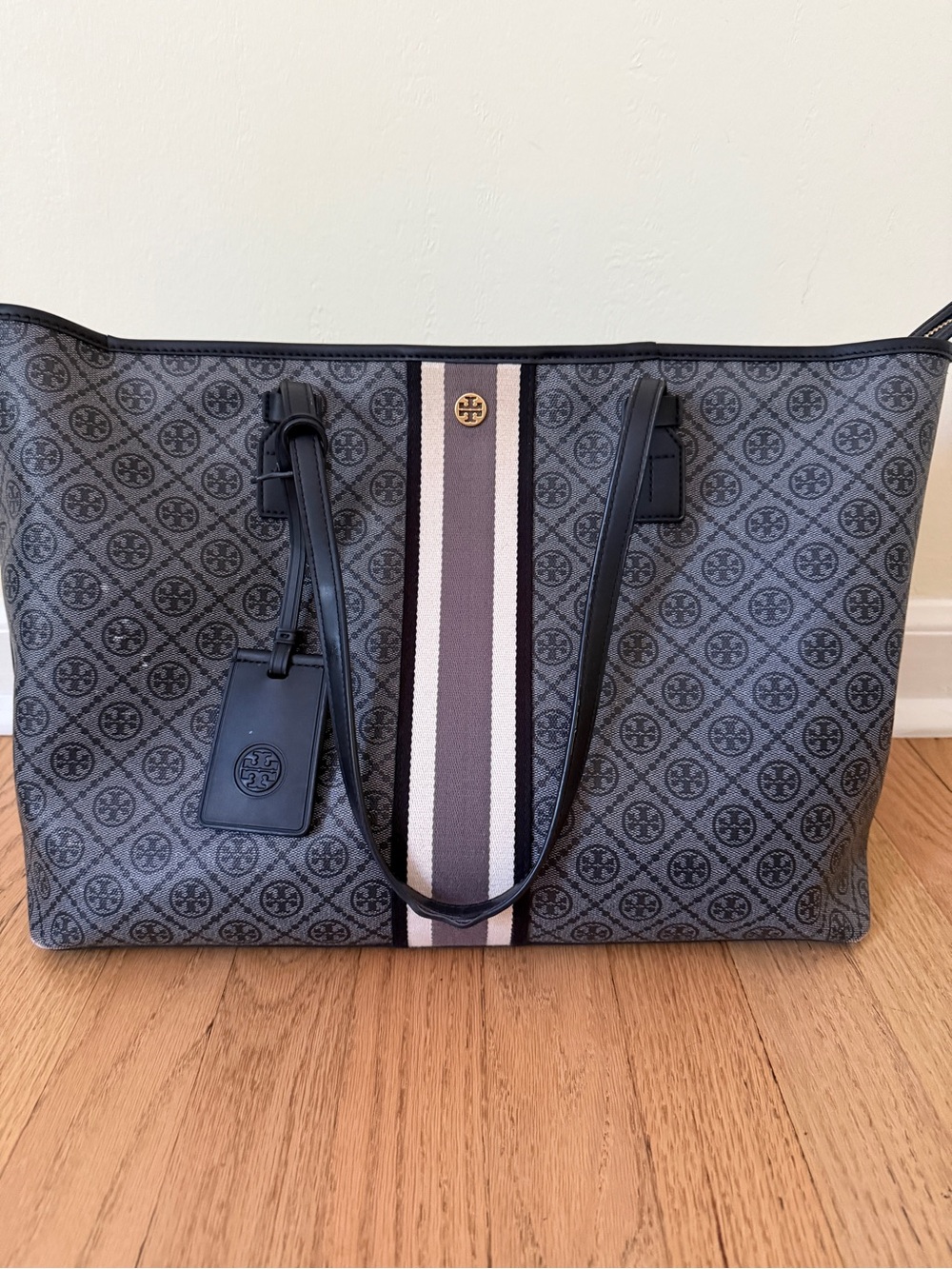 Tory Burch Gray T monogram zipper canvas tote - Picture 6 of 11
